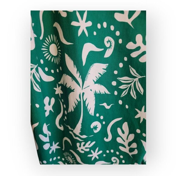 Anthropologie Green/White Palm Print Barrel Pants S/M - Corey Lynn Calter - Picture 8 of 15